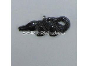 Hematite alligator 15x42mm Pendant